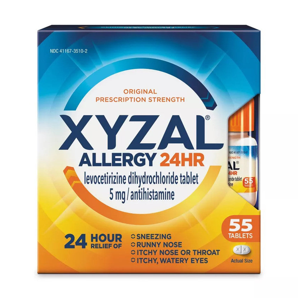 Xyzal Original Prescription Strength 24 Hour Allergy Relief Tablets, 55 Ea